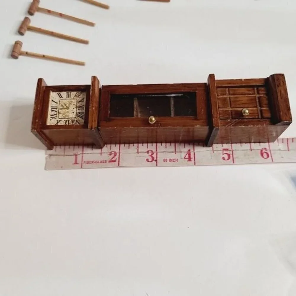 Vintage Antique Dollhouse Furniture Miniatures Clock Wall Art Croquet